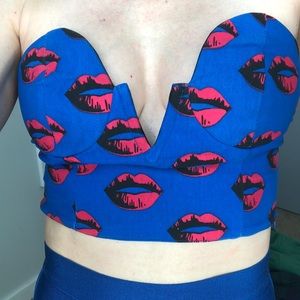 NWOT Nasty Gal strapless lips top